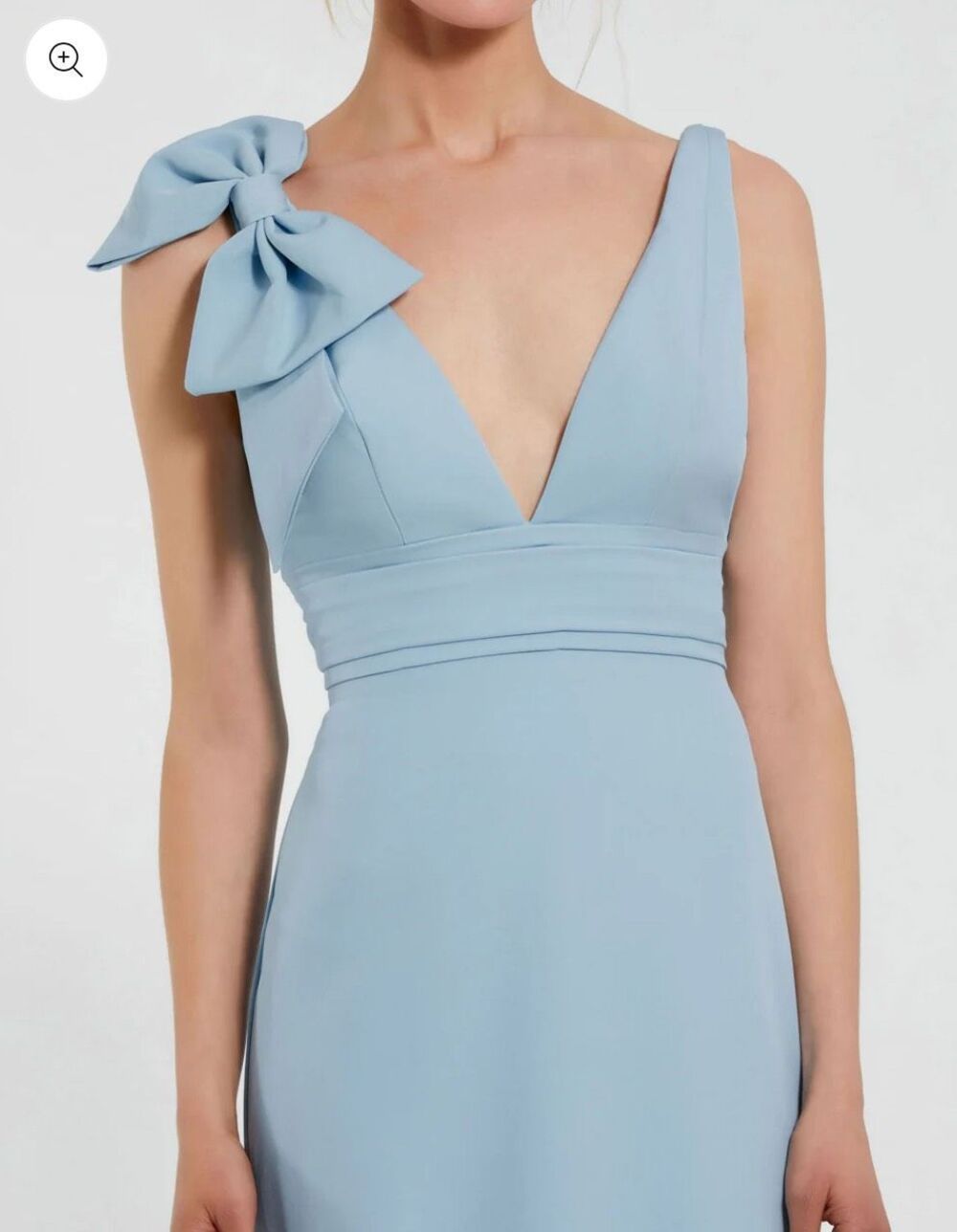 Mac Duggal Blue Sleeveless V Neck Bow Detail Mermaid Gown Size 2 - Picture 4 of 10